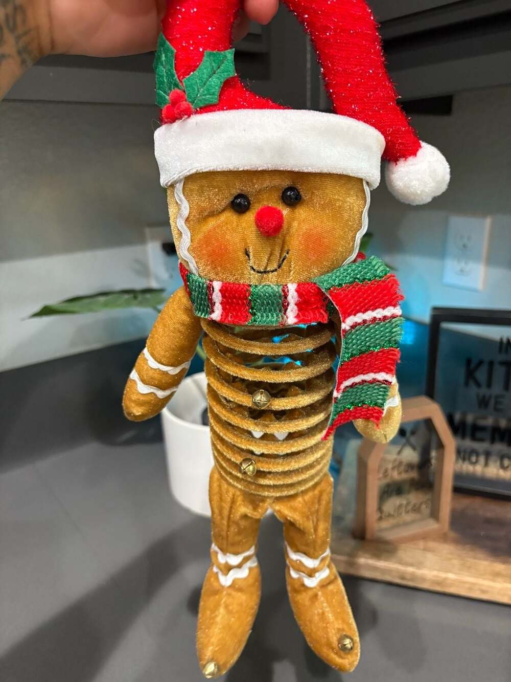 Hobby Lobby Adjustable Plush Springy Gingerbread Man Christmas Table Decor
